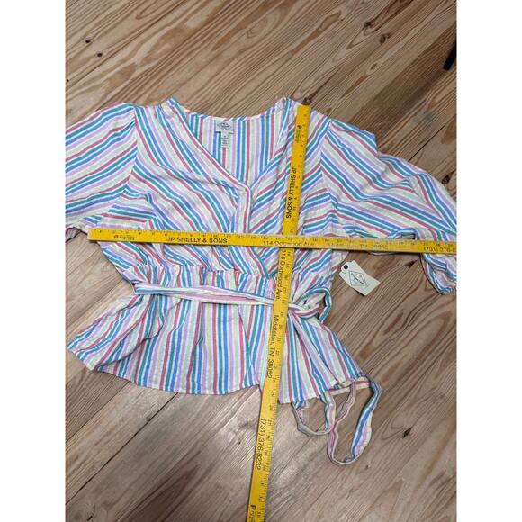 St. John's Bay Pastel Striped Cotton Long Sleeve Wrap V Neck Women’s Size 2X NWT - Picture 4 of 7